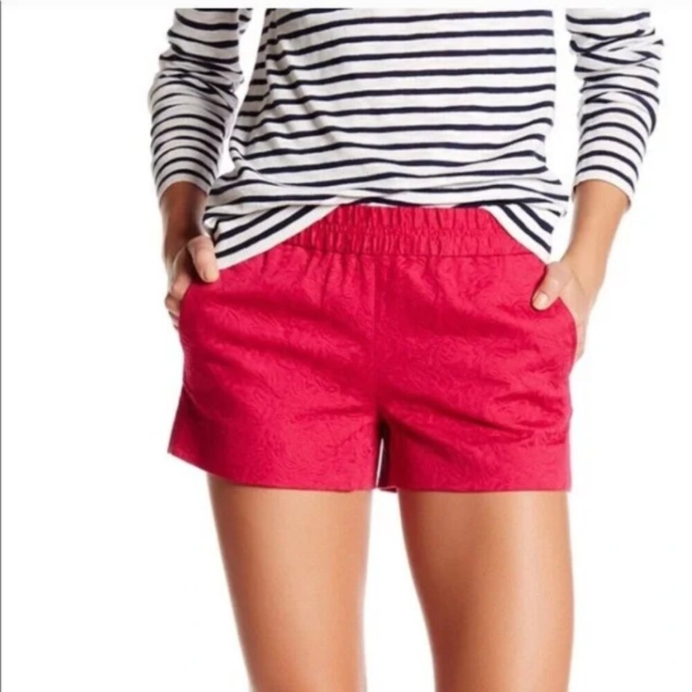 J. Crew Factory | Fuschia Pink Jacquard 3" Pull On Boardwalk Shorts 6